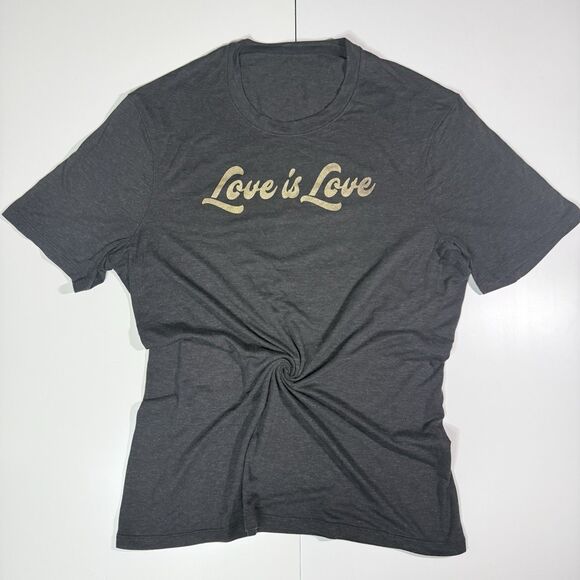 EUC Lululemon Love Is Love Charcoal Gray Cotton Short Sleeve T Shirt Mens Size M - Picture 2 of 9
